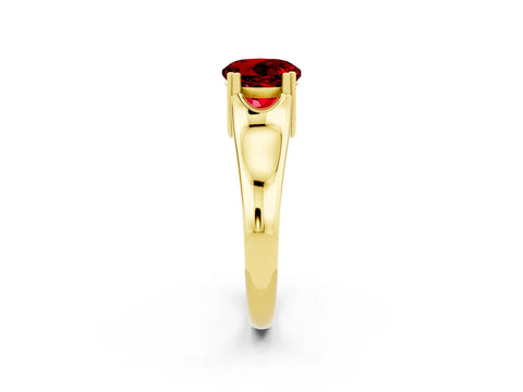 Yellow gold Round Cut Ruby Solitaire Ring with Wide Band and Prong Setting_2