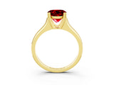 Yellow gold Round Cut Ruby Solitaire Ring with Wide Band and Prong Setting_3