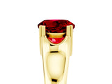 Yellow gold Round Cut Ruby Solitaire Ring with Wide Band and Prong Setting_5