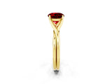 Yellow gold Round Cut Ruby Solitaire Twist Band Prong Setting Ring_38