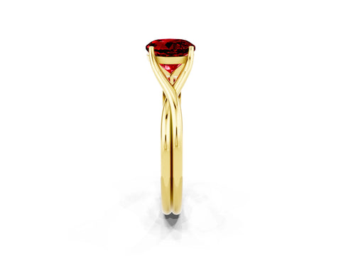 Yellow gold Round Cut Ruby Solitaire Twist Band Prong Setting Ring_38