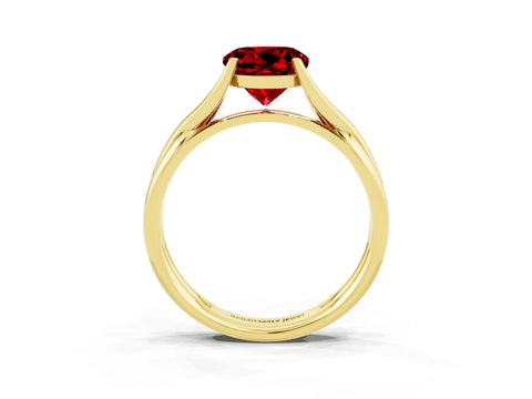 Yellow gold Round Cut Ruby Solitaire Twist Band Prong Setting Ring_39