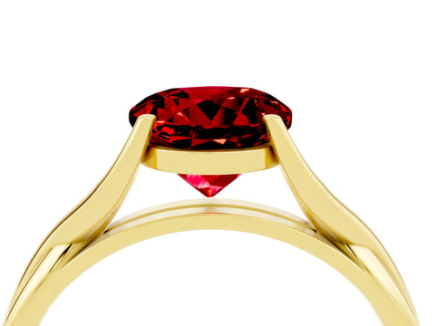Yellow gold Round Cut Ruby Solitaire Twist Band Prong Setting Ring_40