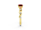 Yellow gold Round Cut Ruby Solitaire Twisted Band with Round  Accents and Prong Setting_14