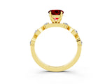 Yellow gold Round Cut Ruby Solitaire Twisted Band with Round  Accents and Prong Setting_15