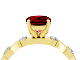Yellow gold Round Cut Ruby Solitaire Twisted Band with Round  Accents and Prong Setting_16
