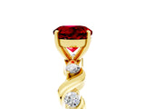 Yellow gold Round Cut Ruby Solitaire Twisted Band with Round  Accents and Prong Setting_17