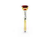 Yellow gold Round Cut Ruby Solitaire with Side Baguettes and Channel Set Band_2