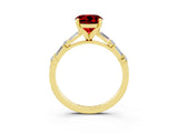 Yellow gold Round Cut Ruby Solitaire with Side Baguettes and Channel Set Band_3
