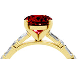 Yellow gold Round Cut Ruby Solitaire with Side Baguettes and Channel Set Band_4