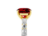 Yellow gold Round Cut Ruby Solitaire with Side Baguettes and Channel Set Band_5