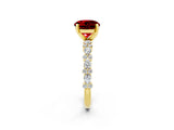 Yellow gold Round Cut Ruby Solitaire with Side Stones, Pave Band, Four-Prong Setting_38