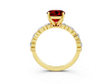 Yellow gold Round Cut Ruby Solitaire with Side Stones, Pave Band, Four-Prong Setting_39
