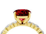 Yellow gold Round Cut Ruby Solitaire with Side Stones, Pave Band, Four-Prong Setting_40