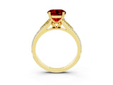 Yellow gold Round Cut Ruby Split Shank Engagement Ring with Pavé Band_3