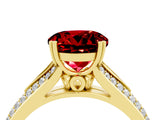Yellow gold Round Cut Ruby Split Shank Engagement Ring with Pavé Band_4