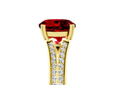 Yellow gold Round Cut Ruby Split Shank Engagement Ring with Pavé Band_5