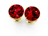 10K Yellow Gold 0.62 Carat Round Ruby Stud Earrings