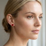 10K Yellow Gold 0.62 Carat Round Ruby Stud Earrings