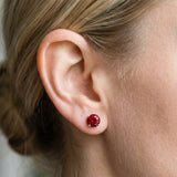 10K Yellow Gold 2.02 Carat Round Ruby Stud Earrings