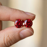 10K Yellow Gold 0.62 Carat Round Ruby Stud Earrings