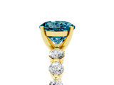 Yellow gold Round Cut Solitaire Blue Topaz Ring with Pave Band and Four-Prong Setting_5