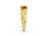 Yellow gold Round Cut Solitaire Citrine Leaf-Inspired Vine Band Ring with Prong Setting_2