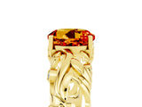 Yellow gold Round Cut Solitaire Citrine Leaf-Inspired Vine Band Ring with Prong Setting_5