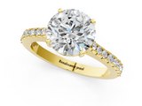 Yellow gold Round Cut Solitaire Diamond Engagement Ring with Pave Band and Four-Prong Setting_185