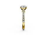 Yellow gold Round Cut Solitaire Diamond Engagement Ring with Pave Band and Four-Prong Setting_186