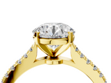 Yellow gold Round Cut Solitaire Diamond Engagement Ring with Pave Band and Four-Prong Setting_188