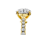 Yellow gold Round Cut Solitaire Diamond Engagement Ring with Pave Band and Four-Prong Setting_189