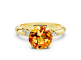 Yellow gold Round Cut Solitaire Diamond Engagement Ring with Twisted Pave Band and Four-Prong Setting