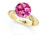 Yellow gold Round Cut Solitaire Diamond Engagement Ring with Twisted Pave Band and Four-Prong Setting_1