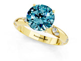 Yellow gold Round Cut Solitaire Diamond Engagement Ring with Twisted Pave Band and Four-Prong Setting_1