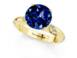 Yellow gold Round Cut Solitaire Diamond Engagement Ring with Twisted Pave Band and Four-Prong Setting_1