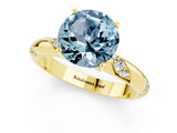Yellow gold Round Cut Solitaire Diamond Engagement Ring with Twisted Pave Band and Four-Prong Setting_1