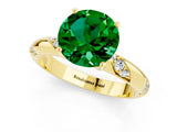 Yellow gold Round Cut Solitaire Diamond Engagement Ring with Twisted Pave Band and Four-Prong Setting_1