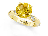 Yellow gold Round Cut Solitaire Diamond Engagement Ring with Twisted Pave Band and Four-Prong Setting_1