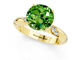 Yellow gold Round Cut Solitaire Diamond Engagement Ring with Twisted Pave Band and Four-Prong Setting_1
