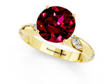 Yellow gold Round Cut Solitaire Diamond Engagement Ring with Twisted Pave Band and Four-Prong Setting_1