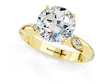 Yellow gold Round Cut Solitaire Diamond Engagement Ring with Twisted Pave Band and Four-Prong Setting_1