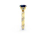 Yellow gold Round Cut Solitaire Diamond Engagement Ring with Twisted Pave Band and Four-Prong Setting_2