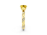 Yellow gold Round Cut Solitaire Diamond Engagement Ring with Twisted Pave Band and Four-Prong Setting_2