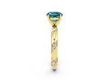 Yellow gold Round Cut Solitaire Diamond Engagement Ring with Twisted Pave Band and Four-Prong Setting_2