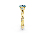 Yellow gold Round Cut Solitaire Diamond Engagement Ring with Twisted Pave Band and Four-Prong Setting_2