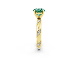 Yellow gold Round Cut Solitaire Diamond Engagement Ring with Twisted Pave Band and Four-Prong Setting_2
