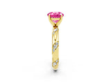 Yellow gold Round Cut Solitaire Diamond Engagement Ring with Twisted Pave Band and Four-Prong Setting_2