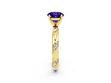 Yellow gold Round Cut Solitaire Diamond Engagement Ring with Twisted Pave Band and Four-Prong Setting_2