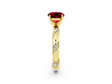 Yellow gold Round Cut Solitaire Diamond Engagement Ring with Twisted Pave Band and Four-Prong Setting_2